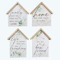 Youngs Wood Tabletop House-Shaped Sign, Assorted Color - 4 Piece 72583
